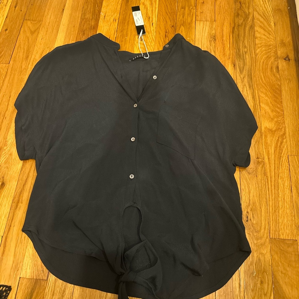 Black Button-Up Women's Top